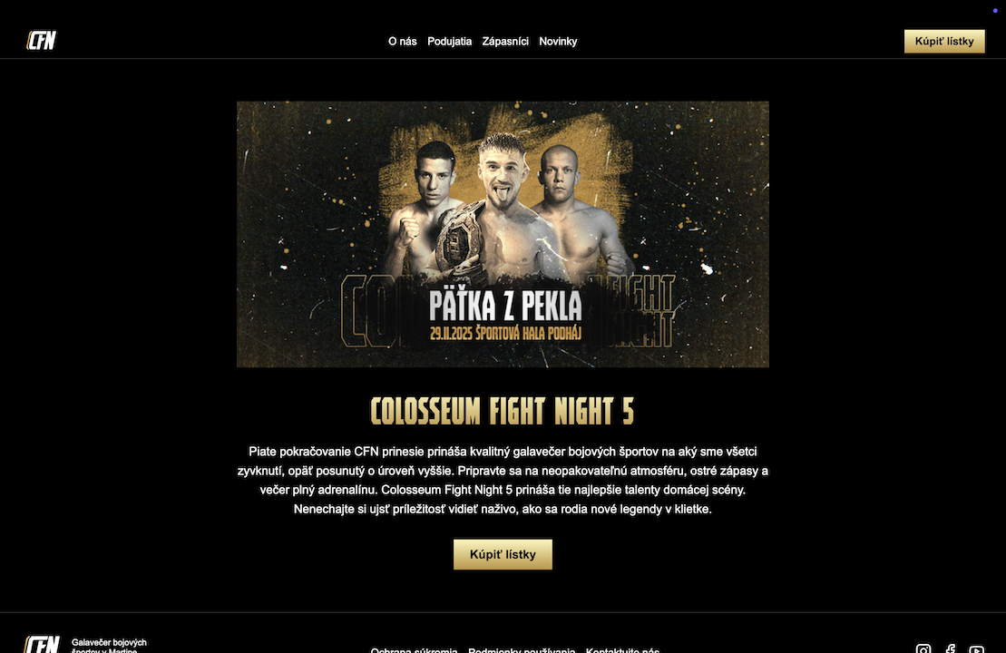 Colosseum Fight Night Website screenshot 1