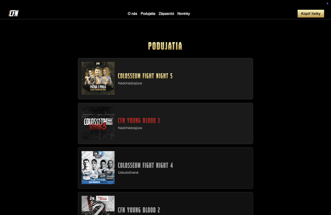 Colosseum Fight Night Website screenshot 2