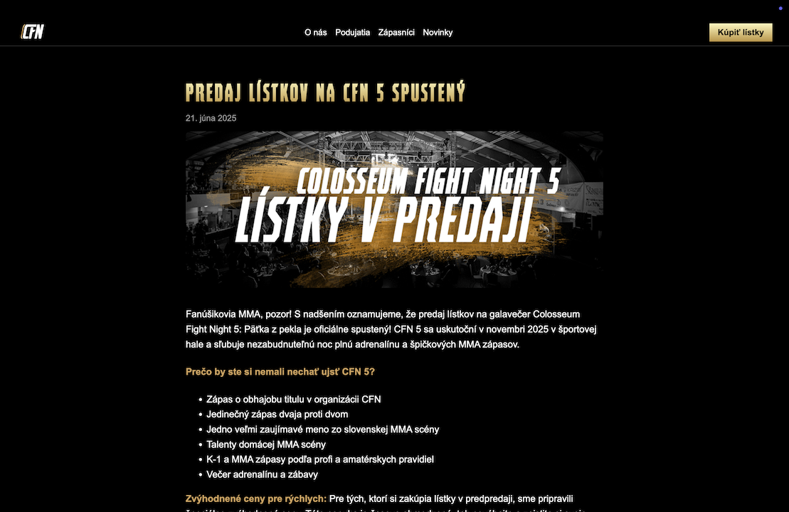 Colosseum Fight Night Website screenshot 4